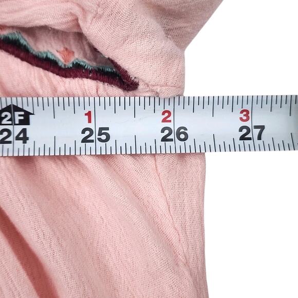 Ruff Hewn Blouse Shirt Floral Embroidered Sheer Pink Tassel Tie Womens XL - Picture 9 of 11